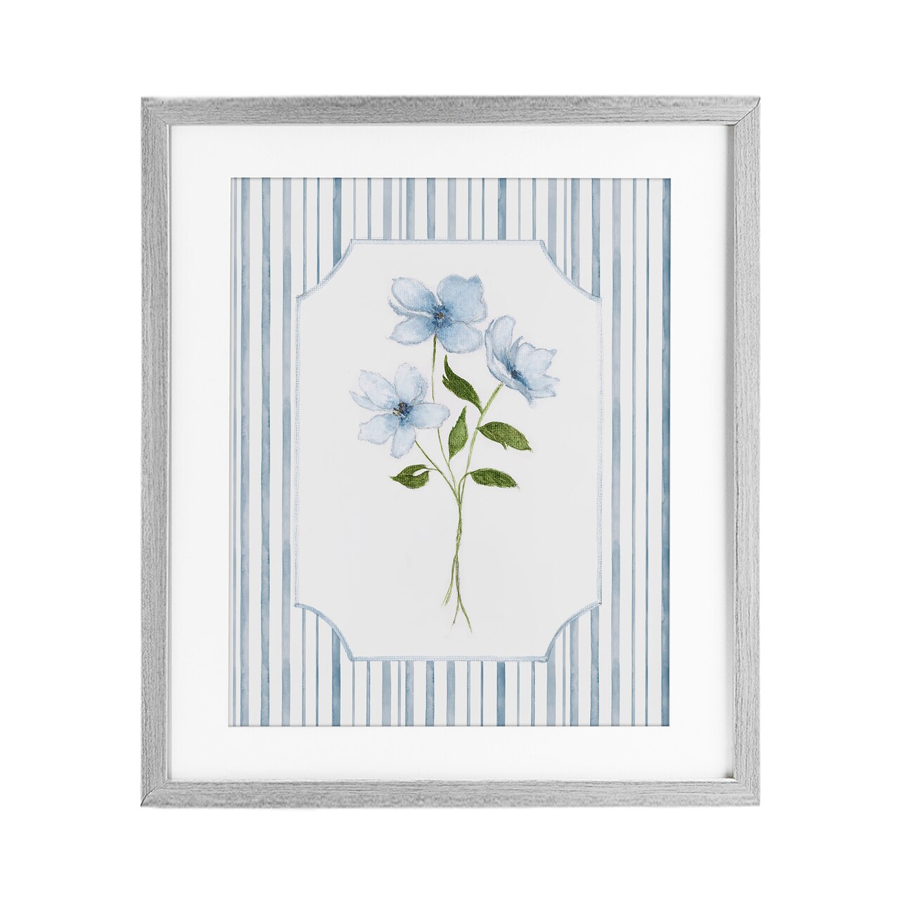 Stupell Industries Soft Blooms & Stripes Framed Print Under Glass, design by Tava Studios